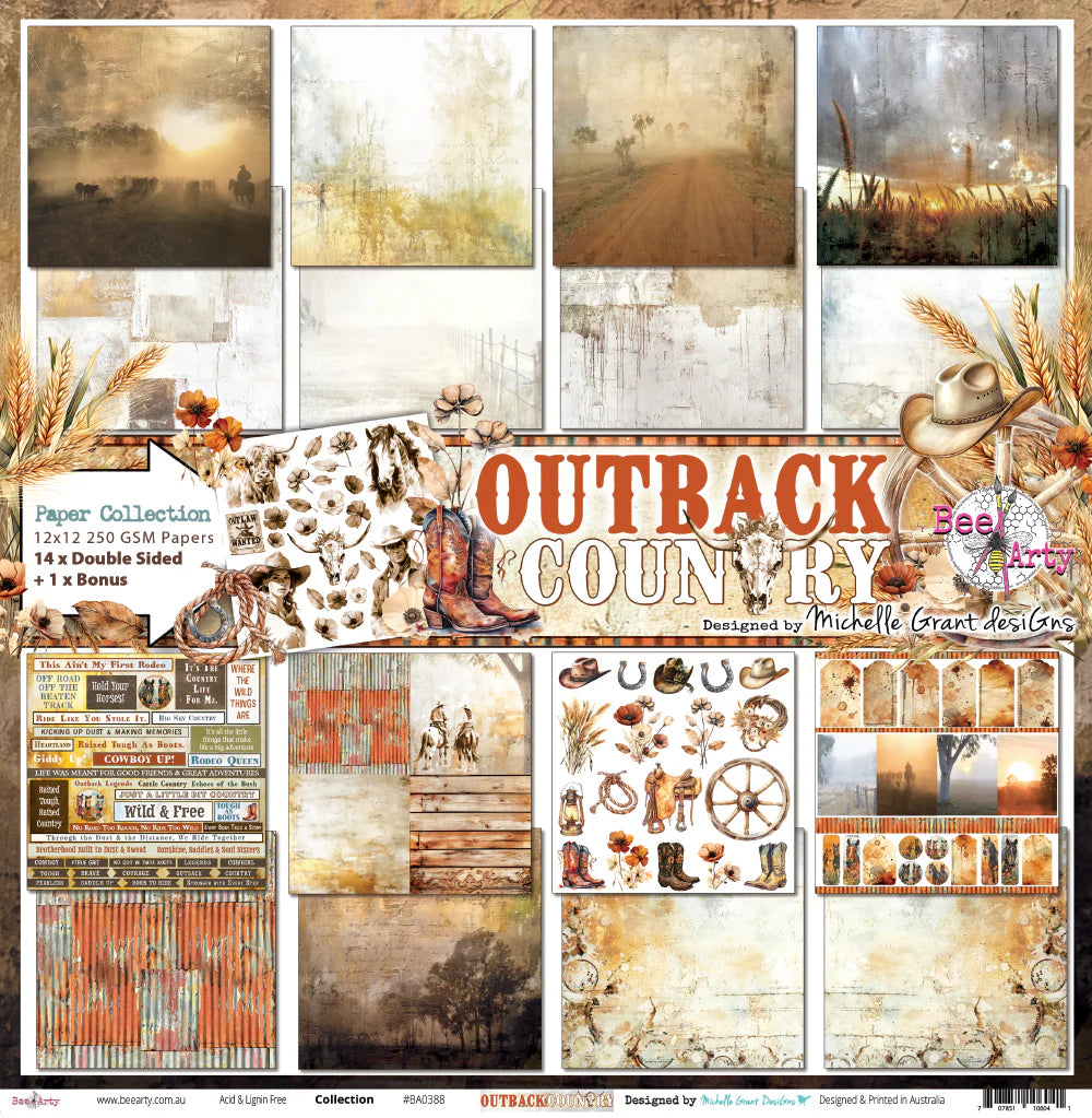 Bee Arty 12" Paper Pack - Outback Country