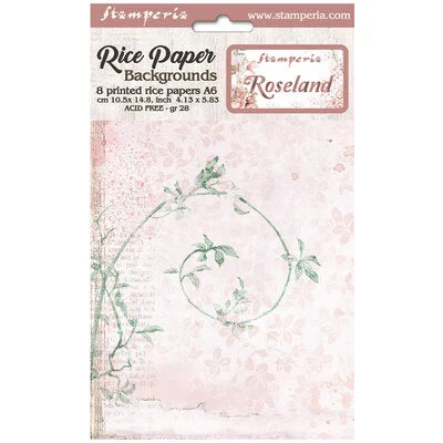 Stamperia Rice Paper A6 - Pack of 8 - Roseland image 0