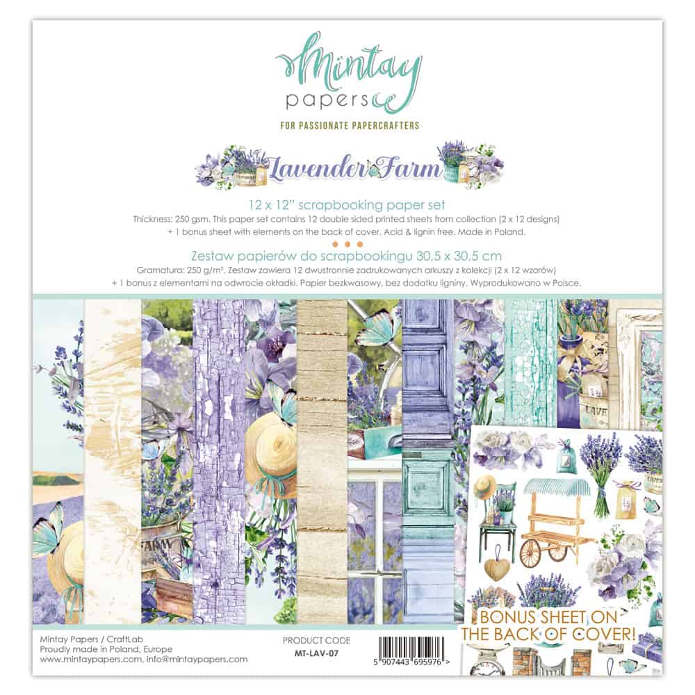 Mintay Lavendar Farm 12" Scrapbooking Paper Set image 0