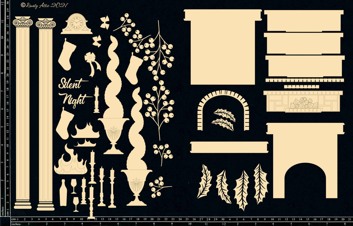 Designer Kit Silent Night - Fireplace with Shadow Box image 0