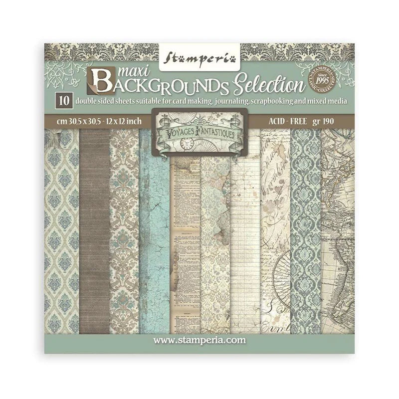 Stamperia Scrapbooking Pad 12" - Voyages Fantastiques Maxi Backgrounds image 0