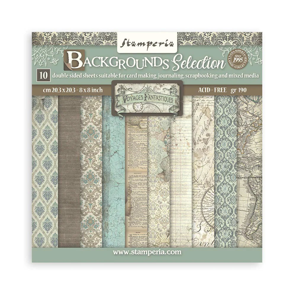 Stamperia Scrapbooking Pad 8" - Voyages Fantastiques Backgrounds image 0