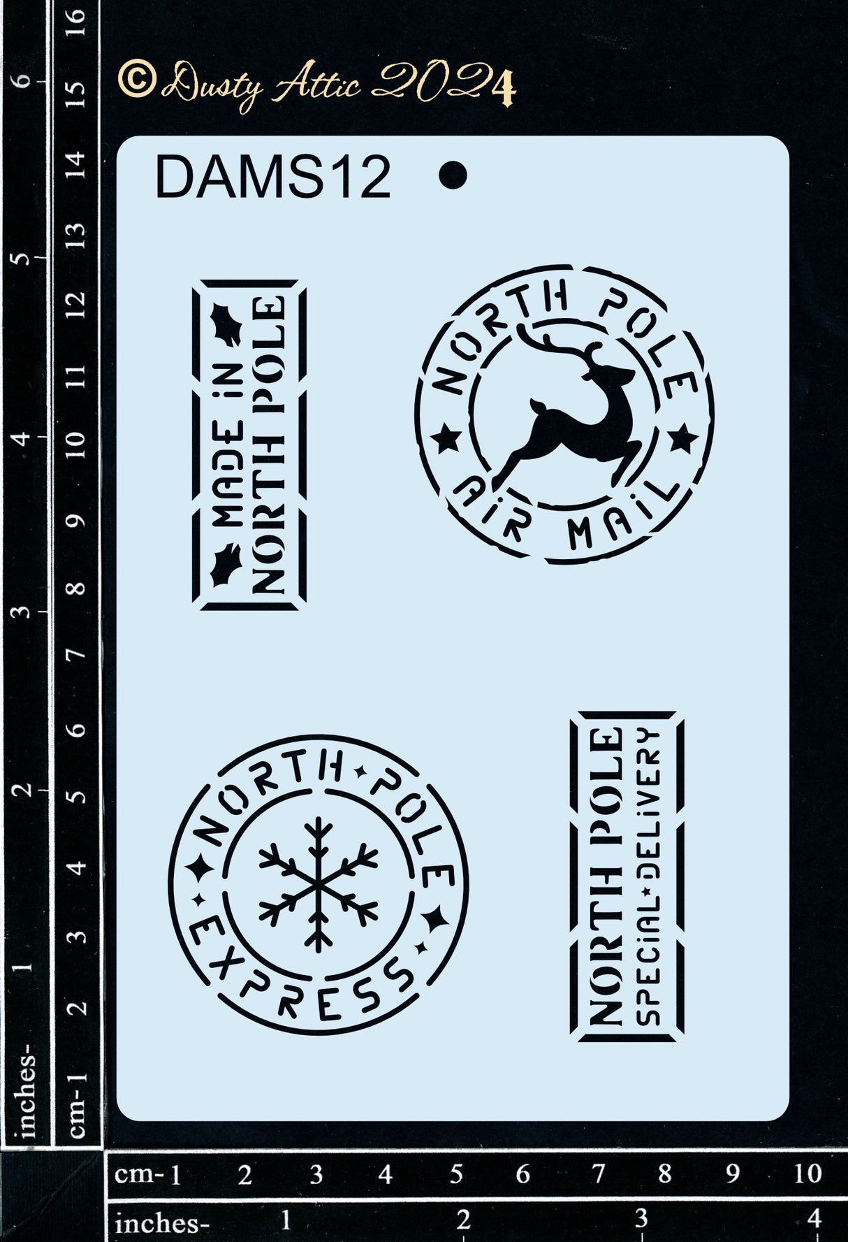 Dusty Mini Stencil 12 – Christmas Postmarks image 0