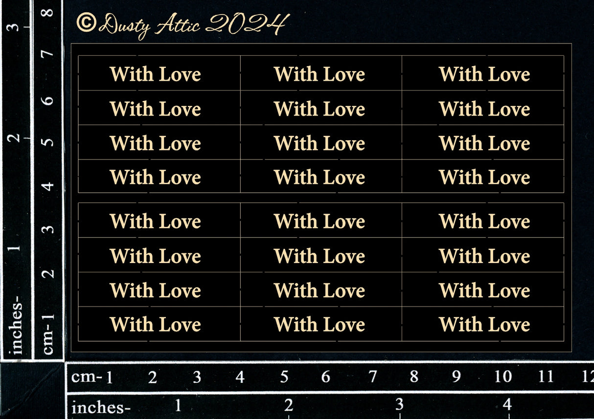 Mini Card Sentiments - With Love (Black) image 0