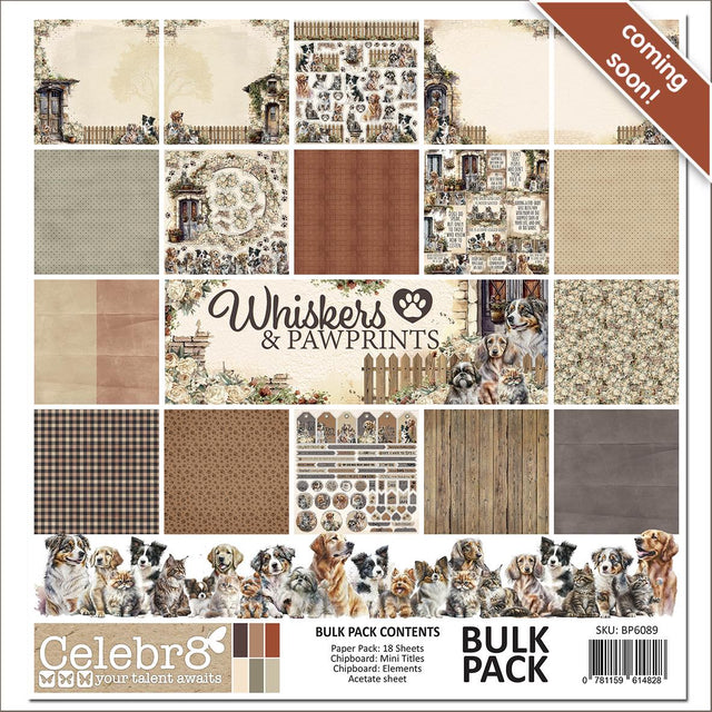 Celebr8 12" Paper Pack - Whiskers & Pawprints image 0