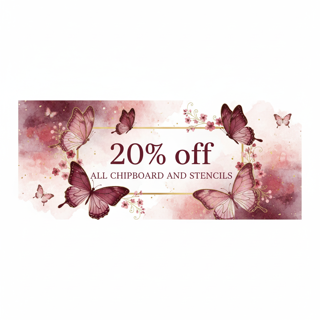 Burgundy and pink butterfly banner